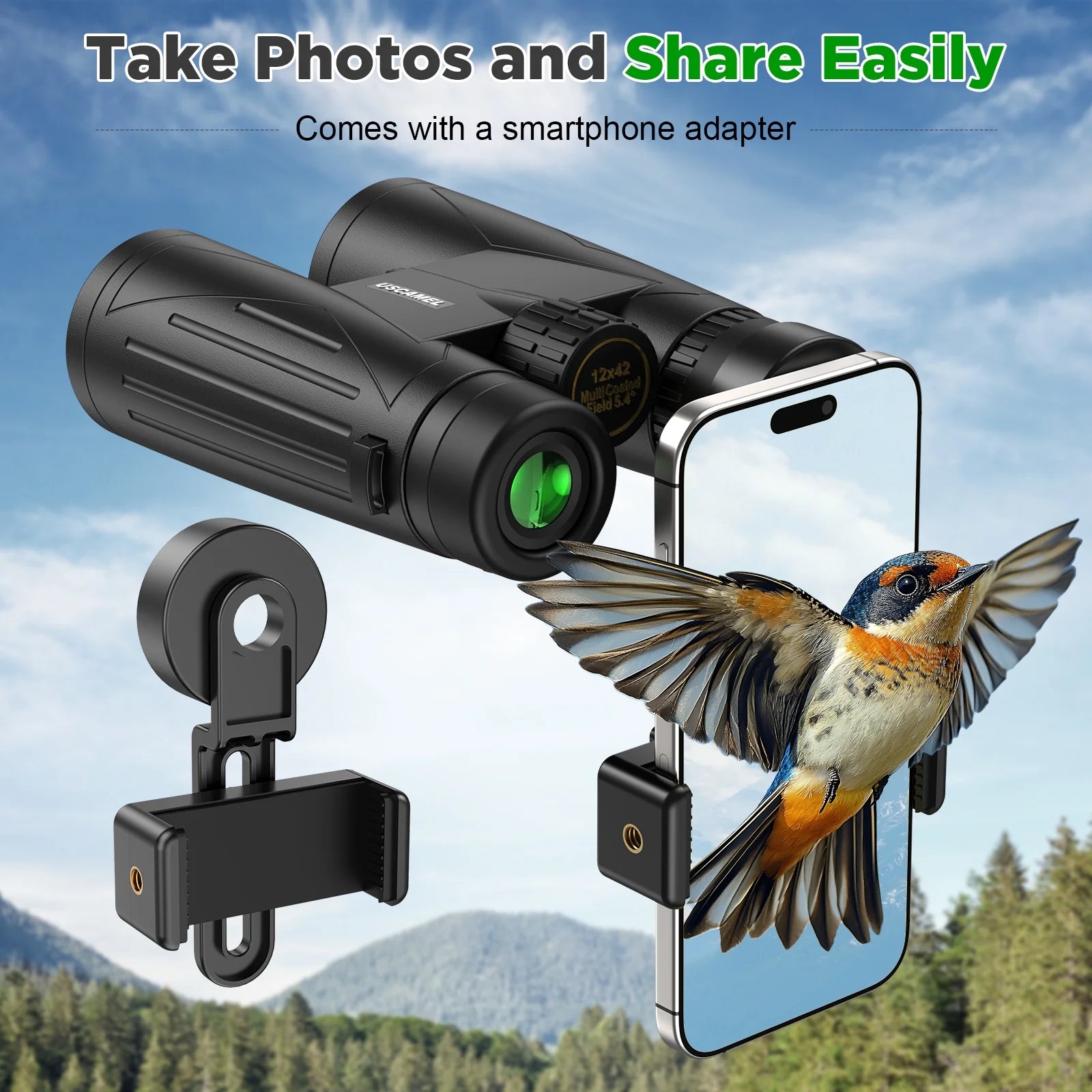 12X42 Binoculars for Adults Kids, HD Binoculars Waterproof BAK4 Binoculars with Low-Light Vision for Bird Watching Travel Hunting Outdoor Sports Concerts