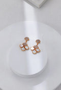 Silver-White Shell Zircon Earrings