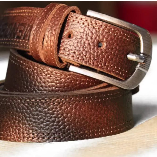 Brown dual stitched – slim and narrow formal belt