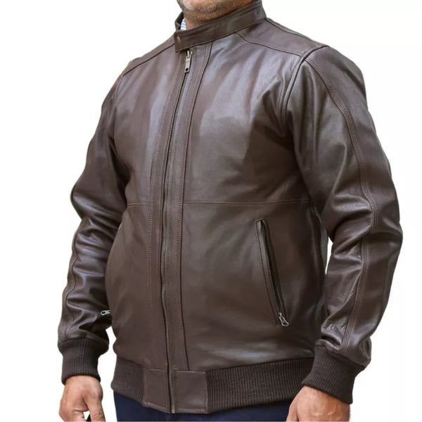 Plain Leather Jacket for Men – Dark Brown