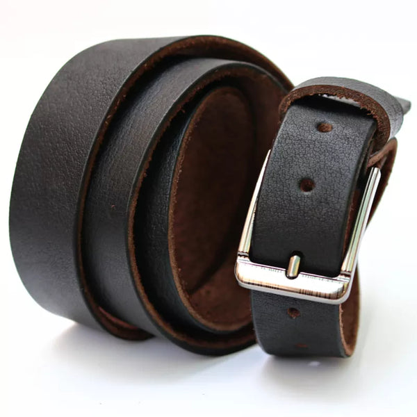 Black Formal Leather Belt for Men – Slim and Narrow