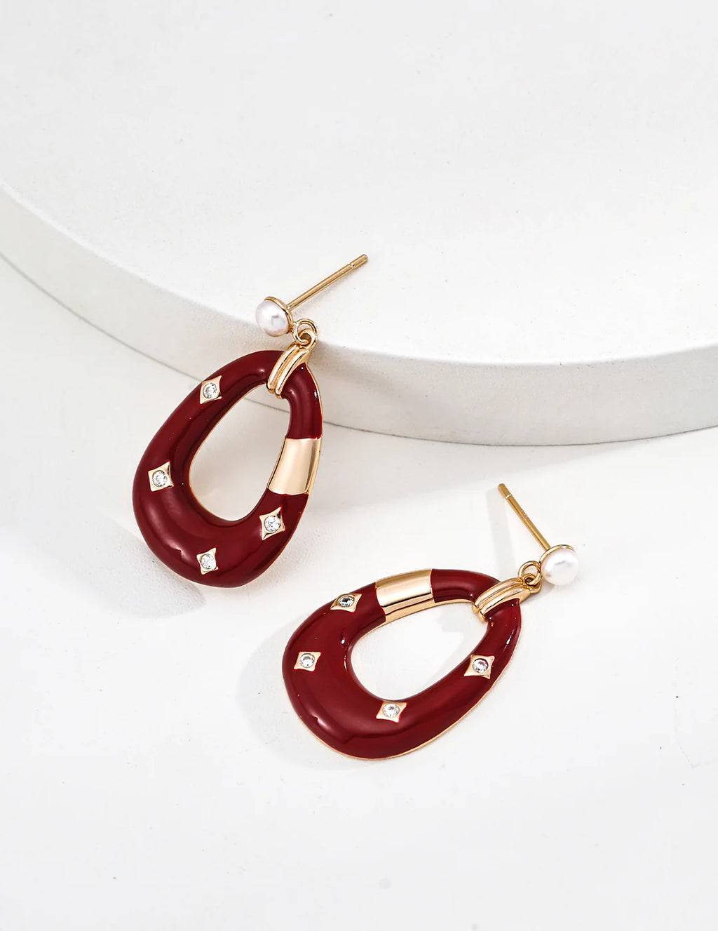 Red Enamel Stardust Earrings