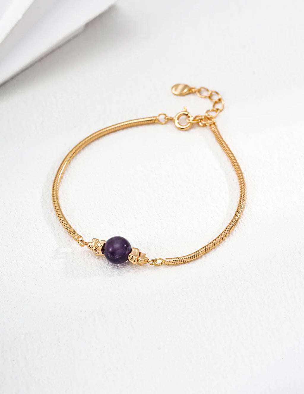 Gold Snake Chain Amethyst Bracelet
