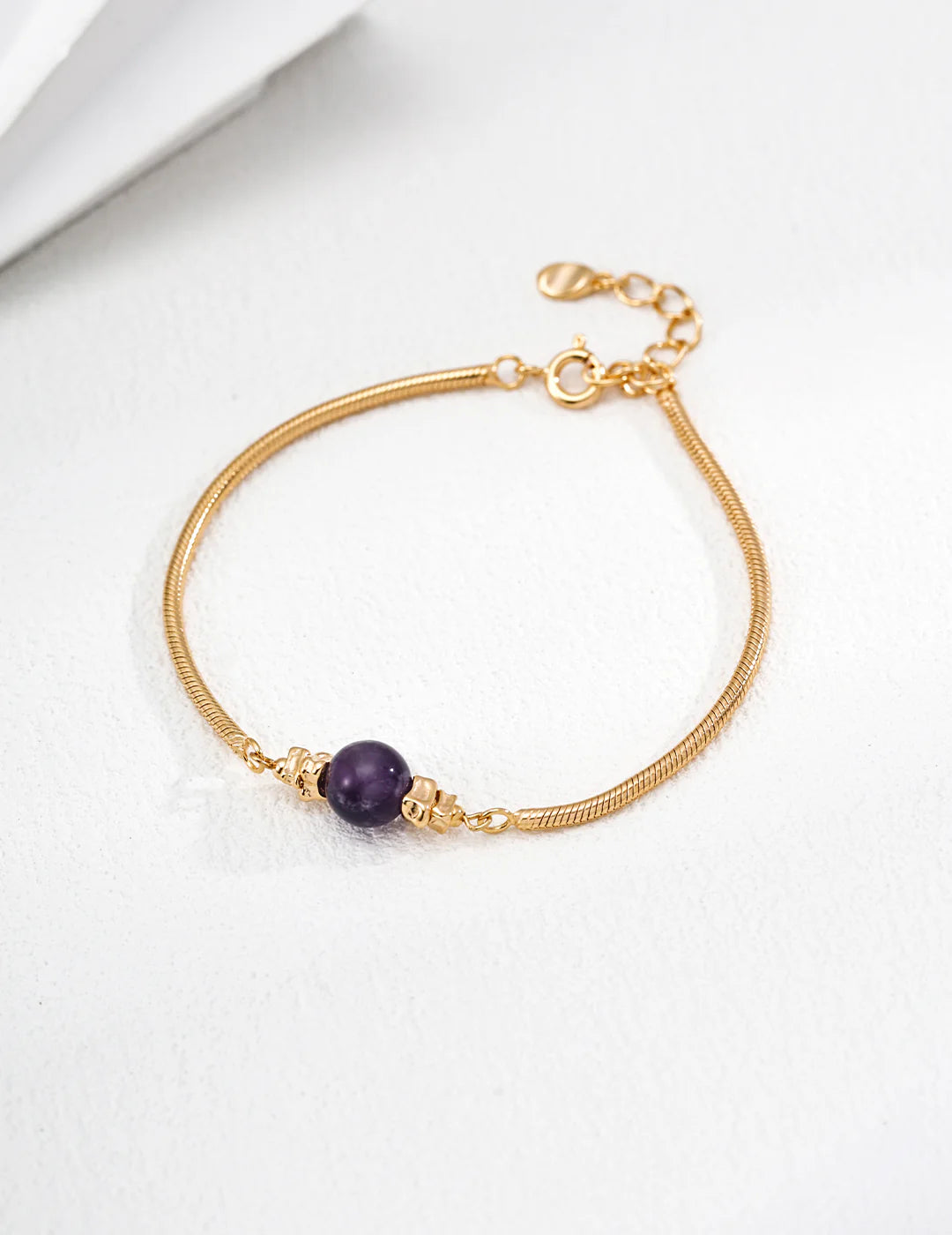 Gold Snake Chain Amethyst Bracelet