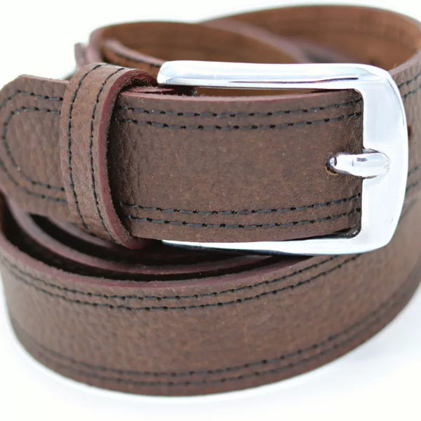 Leather belt in wooden brown colour