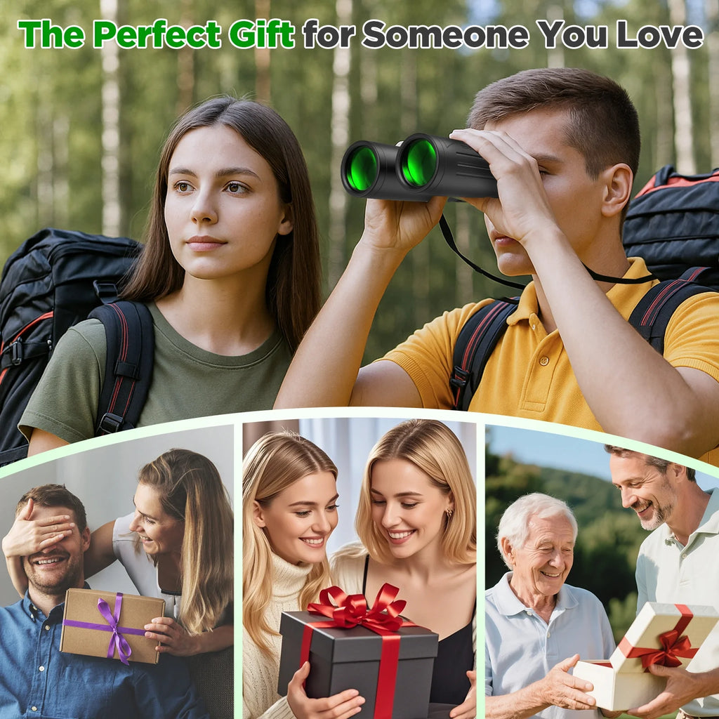 12X42 Binoculars for Adults Kids, HD Binoculars Waterproof BAK4 Binoculars with Low-Light Vision for Bird Watching Travel Hunting Outdoor Sports Concerts