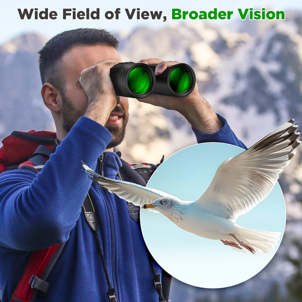 12X42 Binoculars for Adults Kids, HD Binoculars Waterproof BAK4 Binoculars with Low-Light Vision for Bird Watching Travel Hunting Outdoor Sports Concerts