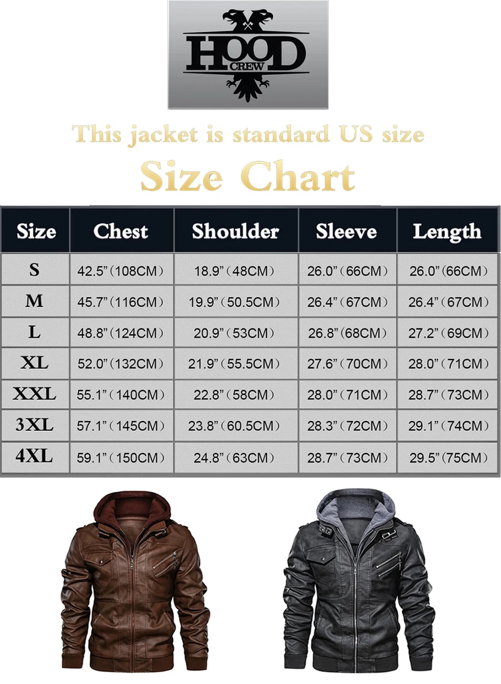 Chaqueta De Cuero Sintético Pu Para Hombre Con Capucha Desmontable Marrón 2XL