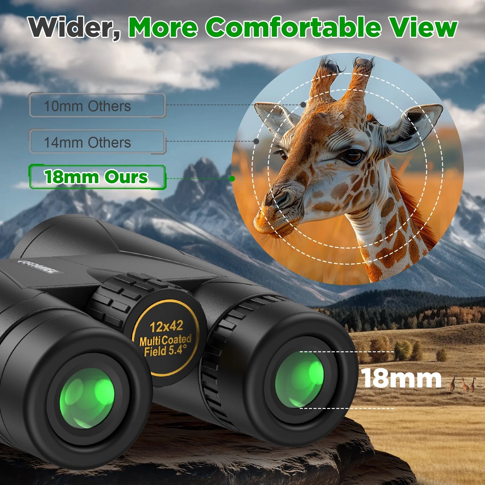 12X42 Binoculars for Adults Kids, HD Binoculars Waterproof BAK4 Binoculars with Low-Light Vision for Bird Watching Travel Hunting Outdoor Sports Concerts