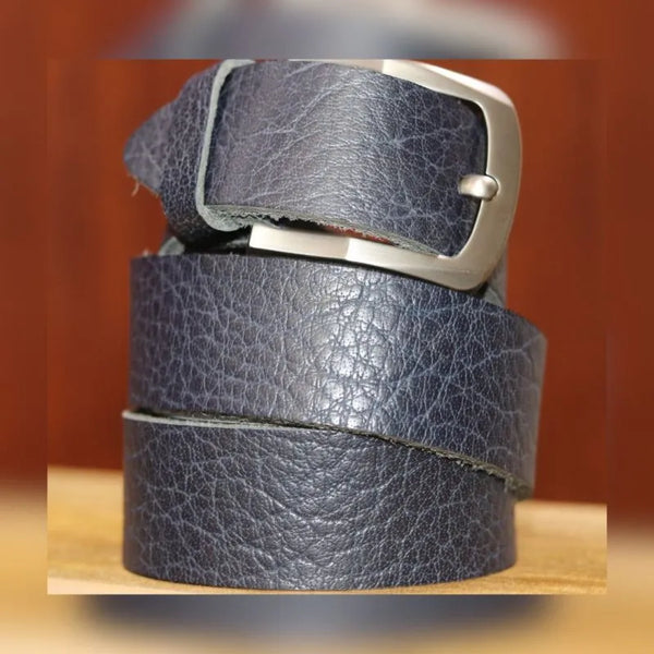 Blue Leather Belt – narrow and slim