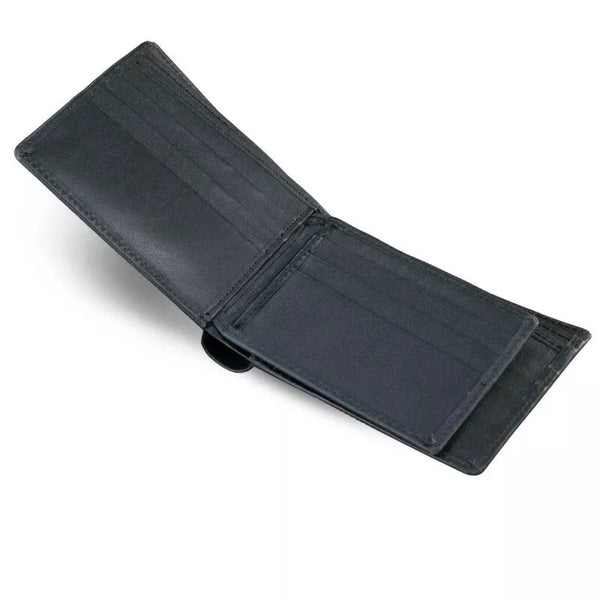 Center Flap Black Cow Leather Wallet