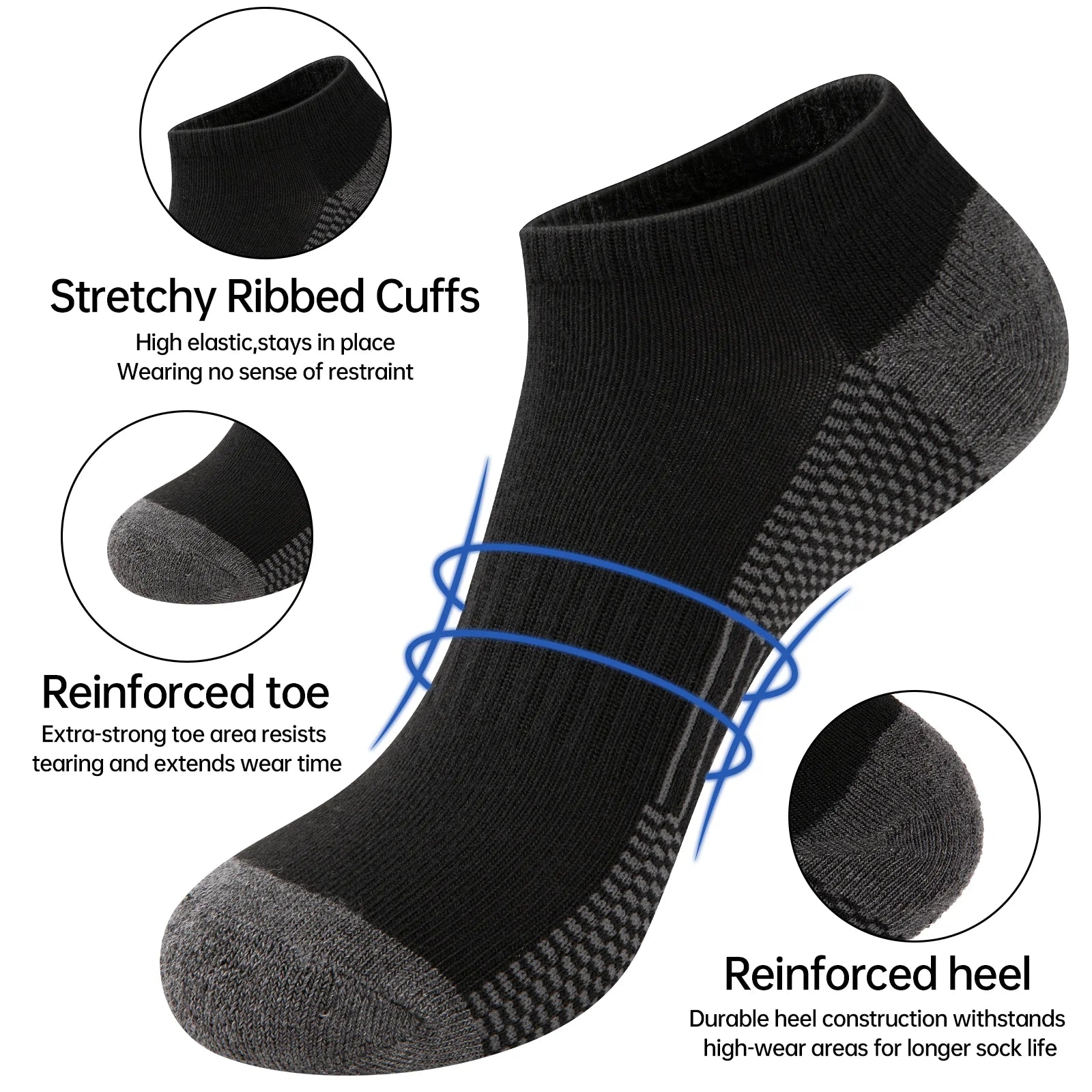Mens 10 Pairs Athletic Ankle Socks Men'S Breathable Low Cut Socks