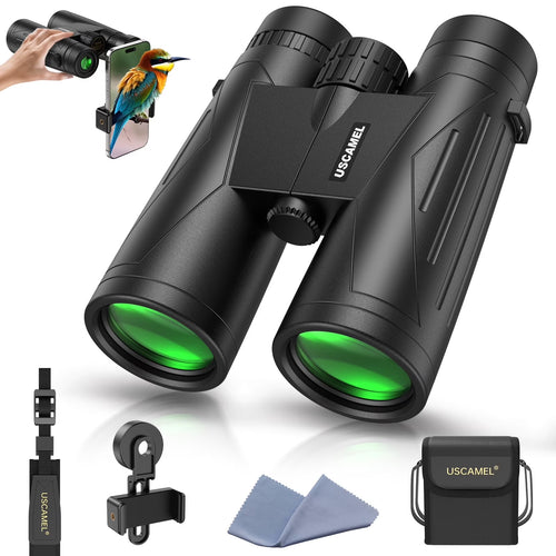 12X42 Binoculars for Adults Kids, HD Binoculars Waterproof BAK4 Binoculars with Low-Light Vision for Bird Watching Travel Hunting Outdoor Sports Concerts