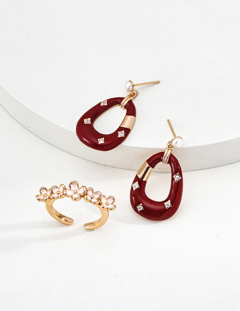 Red Enamel Stardust Earrings