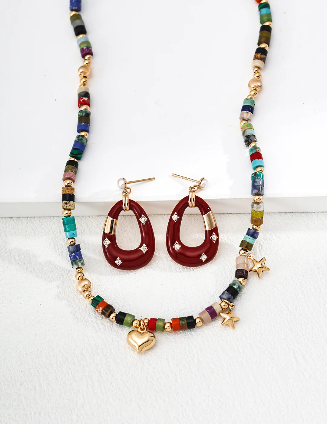 Red Enamel Stardust Earrings